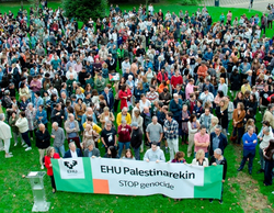 Unánime repulsa de la EHU al genocidio de Palestina, en las concentraciones convocadas en el marco del paro institucional